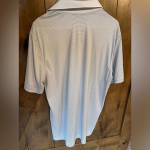 Men’s striped golf polo size large , black and white